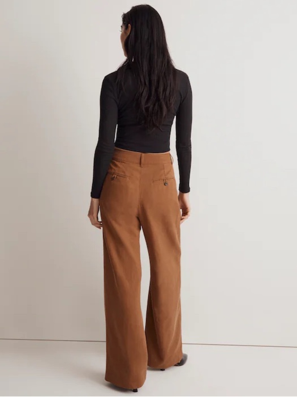 Madewell The Petite Harlow Wide Leg Pant Acorn Chestnut Trousers Size 8 - Picture 4 of 11